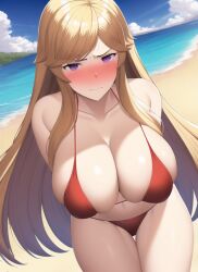 ai_generated big_breasts bikini blonde_hair bronze_felix clarisse_(fire_emblem) fire_emblem fire_emblem:_new_mystery_of_the_emblem nai_diffusion stable_diffusion