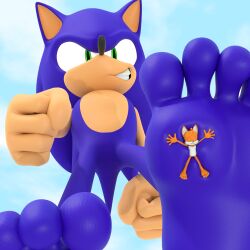 5_toes anthro ask-macro-rookie barefoot duo feet foot_fetish foot_focus hi_res humanoid_feet low-angle_view macro male male/male micro nude sega smothering soles sonic_(series) sonic_the_hedgehog sonic_the_hedgehog_(series) stomping tails toes trampling underfoot