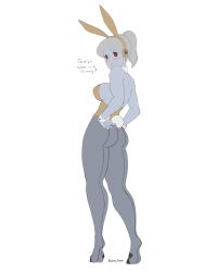 ass bunny_ears bunnysuit dialogue english_text leotard looking_at_viewer muscle_tone mynameisrobotjones pantyhose robot_jones_ tagme tau text warhammer_(franchise) warhammer_40k