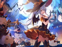 absurdres bad_link castle eternal_tree female halloween hat highres jack-o'-lantern kuuus official_art snowman