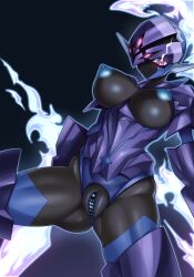 2022 absurd_res alternate_version_at_source armor ass black_body breasts censored ceruledge female generation_9_pokemon genitals hi_res humanoid looking_at_viewer nintendo nipples pokemon pokemon_(species) purple_eyes pussy solo video_games yasuaki023