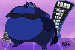 anthro big_breasts blueberry_inflation breasts female furry helluva_boss inflated_belly inflation loona_(helluva_boss) mad_n_evil tagme wolf