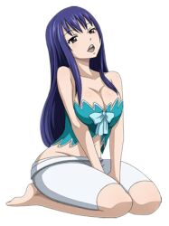 big_breasts blue_hair breasts cleavage fairy_tail long_hair marcoricoso ribbon seductive seductive_look seductive_mouth seductive_pose seductive_smile wendy_marvell wendy_marvell_(edolas)