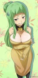 1girls big_boobs big_breasts boobs breasts edens_zero gaston18 green_hair hair_ornament hand_under_breasts kleene_rutherford red_eyes smile smiling smiling_at_viewer sole_female solo standing tagme