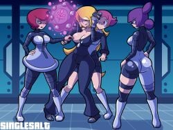 4girls ass big_butt brainwashing breasts corruption cynthia_(pokemon) enemy_conversion female jupiter_(pokemon) mars_(pokemon) maylene_(pokemon) mind_control multiple_girls navel nipple_pinch nipples pokémon pokemon pokemon_dppt pre-transformation singlesalt team_galactic thick_thighs transformation wide_hips