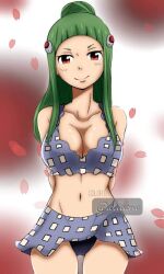 1girls artist_request bikini boobs breasts edens_zero green_hair kleene_rutherford long_hair looking_at_viewer medium_breasts red_eyes smile smiling smiling_at_viewer sole_female solo standing swimsuit