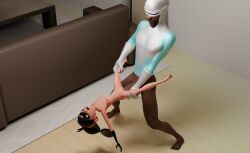 3d african_male ahe_gao black_hair black_male canon carrying dark-skinned_male dark_skin disney domino_mask frozone interracial lucius_best nipples nude_female penis pixar sex size_difference superhero superheroine the_incredibles vaginal_penetration violet_parr