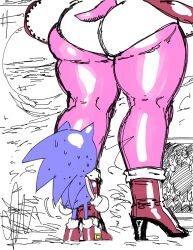 00blaq 1boy 1girls amy_rose ass ass_focus big_ass big_butt exposed_torso footwear giantess handwear hedgehog hetero high_heels large_ass larger_female looking_up macro panties sega size_difference smaller_male sonic_(series) sonic_the_hedgehog sonic_the_hedgehog_(series) straight taller_girl thick_thighs underwear upskirt white_panties white_underwear