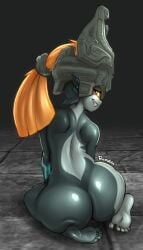 1girls ass barefoot big_ass bubble_butt dat_ass fat_ass feet female female_only grin helmet huge_ass imp_midna kneeling large_ass looking_at_viewer looking_back midna nintendo on_knees orange_hair pointy_ears ponytail red_eyes ruruduu shortstack smile soles solo stone_floor the_legend_of_zelda thick_ass thick_thighs toes twili twilight_princess wide_hips yellow_sclera