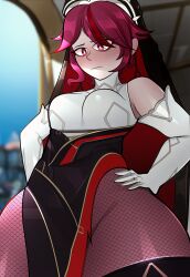 1girls arkeus big_thighs breasts busty cleavage clothed clothed_female clothing female female_only genshin_impact huge_thighs large_thighs massive_thighs rosaria_(genshin_impact) solo solo_female thick_thighs thighs wide_thighs