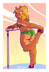 1girls anthro ass blonde_hair deltarune female female_focus hooves noelle_holiday ponytail sports sweat workout_clothes zixzs