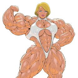 1girls abs areolae blonde_hair breasts broad_shoulders dc dc_comics extreme_muscles female female_only flexing flexing_bicep hyper_muscles joijiman kara_zor-l karen_starr large_areolae large_breasts lips muscles muscular muscular_arms muscular_female muscular_legs muscular_thighs one-piece_swimsuit power_girl short_hair smile sole standing swimsuit thick_thighs veiny_muscles