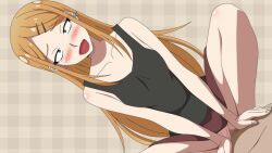 1girls blonde_hair blush censored clothed_sex dagashi_kashi endou_saya_(dagashi_kashi) flat_chest long_hair mosaic_censoring panties_aside pussy sex tomboy vaginal_penetration