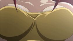 1girls animated animated_gif anime_screencap breasts breasts_bounce clothing demon_girl large_breasts long_hair naruse_mio production_ims red_hair screencap screenshot shinmai_maou_no_testament tank_top up_close yellow_tank_top