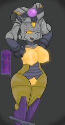 1girls alien alien_girl big_breasts breasts decepticon female female_only fembot grey_background grey_panties nipples panties panties_down pussy robot robot_girl robot_humanoid sexbot simple_background solo solo_female theprimaldino thick_thighs thunderblast transformers transformers_cybertron undressing vagina wink winking yellow_eyes yellow_nipples