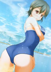 arms_under_breasts ass female green_hair in_water one-piece_swimsuit peeing peeing_in_pool peeing_self peeing_underwater pool pullpull15 swimming_pool swimsuit swimwear urinating urination urine urine_stream water