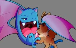 berryannoyed duo eevee fellatio feral feral_on_feral furry generation_1_pokemon golbat male nintendo oral penile pokemon pokemon_(species) sex size_difference video_games