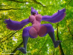 3d_(artwork) anthro anus avian beak blender_(software) digital_media_(artwork) feathered_wings feathers female genitals hiddenmask18 jungle looking_down particles pussy raised_wings solo spread_legs spread_pussy spread_wings spreading wings