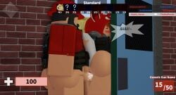 1boy 1girls 3d ahe_gao arsenal_(rolve) ass ass_focus big_ass bottomless cum cum_in_pussy dialogue english_text female female_focus game_ui heyits_aaron hood impregnation male male/female orange_hair pussy_juice rape raped red_panda_(rolve) roblox roblox_game robloxian rolve secretly_loves_it sex_from_behind soldier_(rolve) straight stuck stuck_in_door tail tail_grab text vaginal_penetration