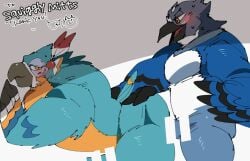 animated anthro avian blue_body blue_feathers breath_of_the_wild fan_character feathers from_behind_position gay hand_on_butt hyaku_(artist) kass_(tloz) kass_(zelda) male male/male male_only muscular nintendo rito sex the_legend_of_zelda video_games yaoi