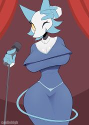 2022 2d anthro anthro_only artist_name big_breasts breasts cleavage clothed clothed_female cooliehigh deltarune digital_media_(artwork) disembodied_hands dress eyelashes feline female looking_at_viewer microphone smile smiling_at_viewer solo standing tagme tasque_manager_(deltarune) tasque_manager_(gala_dress)_(deltarune) undertale_(series) wink winking_at_viewer yellow_eyes
