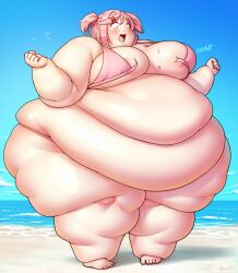 1girls 2022 bbw belly_overhang better_with_salt big_belly big_breasts bikini bikini_bottom bikini_top breasts doki_doki_literature_club double_belly fat fat_thighs female female_only huge_ass huge_belly huge_breasts large_belly looking_down morbidly_obese natsuki_(doki_doki_literature_club) obese obese_female overweight overweight_female pigtails pink_hair shocked short_hair ssbbw wardrobe_malfunction wide_hips