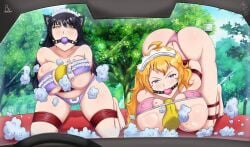 angry angry_face arms_behind_back arms_tied ball_gag big_breasts big_butt bikini bikini_bottom bikini_top black_hair blake_belladonna blonde_hair bondage bondverse cameltoe carwash cat_ears dakuroihoshi drivers_seat femsub fenrilhuayra first_person_view holding_object_between_breasts legs_folded legs_tied maid_headdress pokies restrained rwby slave slavegirl soap_bubbles sponge submissive_female windshield worried_expression worried_look yang_xiao_long
