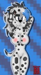 101_dalmatian_street 101_dalmatians abs alternate_version_at_source anthro big_breasts breasts canid canine canis dalmatian disney domestic_dog dvan_arts_(artist) dvette_(dvan_arts) edit fan_character female genitals heart hi_res horse_tail mammal nipples nude pink_nipples pussy solo thick_thighs