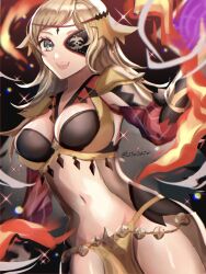 1girls alternate_costume bangs bare_midriff bare_thighs black_feathers blonde_hair bodystocking book breasts circlet cleavage detached_collar feathers female female_only fire_emblem fire_emblem_fates fire_emblem_heroes full_body grey_eyes hair_ornament highres hip_armor holding holding_book large_breasts long_hair looking_at_viewer midriff navel nintendo o-ring official_alternate_costume ophelia_(fire_emblem) ophelia_(starlit_maiden)_(fire_emblem) pelvic_curtain puffy_sleeves shoulder_pads smile solo swept_bangs teenager teeth thighs youhei_choregi