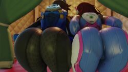 2girls 3d animated arched_back ass ass_focus ass_shake ass_squish ass_to_ass back back_view bending_forward bending_over bent_over big_ass blizzard_entertainment bodysuit brown_hair butt_squish cadet_oxton chronal_accelerator clothed clothed_female clothes clothing d.va duo female female_only fully_clothed gloves hair hana_song hands_on_legs hands_on_thighs handwear human human_only kishi large_ass lena_oxton light-skinned_female light_skin long_hair longer_than_30_seconds mp4 no_sound overwatch presenting presenting_hindquarters rear_view short_hair skin_tight standing thick_thighs thighs tight_clothing tracer video wide_hips