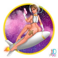 1girls ass fanart feet female female_only jdcxart nude_female oc pose science_fiction self_upload short_hair solo space