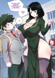 1boy 1girls 2022 2d 2girls adult_and_teenager adult_female age_difference before bokuman breasts brown_hair cleavage crossover dialogue dress english_text female fubuki_(one-punch_man) green_eyes green_hair height_difference heroine huge_breasts human_only izuku_midoriya large_breasts light-skinned_female light-skinned_male light_skin male my_hero_academia necklace no_sex ochako_uraraka older_woman_and_younger_boy one-punch_man outdoors outside school_uniform schoolboy schoolgirl shocked short_hair size_difference superheroine teenage_boy teenage_girl teenager text thick_thighs u.a._school_uniform urban wide_hips young_woman