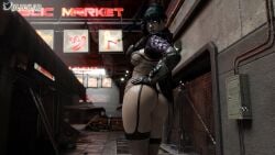 3d apex_legends ass ass_focus big_ass big_breasts blender bra breasts dliquad female female_only fishnet_stockings fishnets medium_breasts mostly_nude panties piercing solo stockings tagme wraith_(apex_legends)