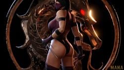 1girls 3d alternate_costume alternate_version_available big_ass big_breasts black_hair dat_ass managasm mask mileena mileena_(mk9) mortal_kombat mortal_kombat_(2011) mortal_kombat_3 video_game_character