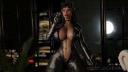 1girls 3d 3d_(artwork) batman_(series) big_breasts big_lips black_clothing black_hair bodysuit boobs busty catsuit catwoman catwoman_(jackerman) choker cleavage curvaceous curvy dark_hair dc dc_comics female female_only full_cleavage glistening glistening_body glistening_skin gloves goggles goggles_on_head green_eyes hips hourglass_figure huge_breasts jackerman large_breasts latex latex_bodysuit latina lips navel open_bodysuit open_clothes plump_lips red-tinted_goggles red_lips revealing_clothes selina_kyle smirking solo tan_skin thick thick_legs thick_lips thick_thighs thief thighs tight_clothing tits unzipped unzipped_bodysuit voluptuous voluptuous_female wide_hips