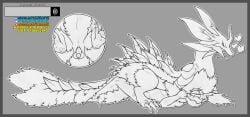 2022 absurd_res border capcom claws closed_eyes detailed dragon duo embrace female feral fingers from_front_position fur genitals grey_border hi_res horn hug human human_penetrating kayasamix leviathan_(mh) line_art lizard lying male male/female mammal mizutsune monochrome monster monster_hunter on_back open_mouth penetration pussy reptile reverse_missionary_position scalie sex simple_background spread_pussy spreading tongue tongue_out toony vaginal_penetration video_games