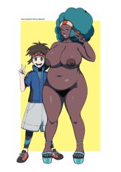 1boy 1girls afro big_belly big_hair blue_jacket brown_hair captain_milf captainmilf chubby chubby_female clothed_male_nude_female colored dark-skinned_female dark_skin female game_freak green_hair headband hi_res highres huge_breasts human imminent_sex interracial lenora_(pokemon) light-skinned_male looking_at_viewer male male/female mature mature_female mature_woman milf nate_(pokemon) nintendo nude_female nude_female_clothed_male pale-skinned_male pale_skin platform_heels pokemon pokemon_bw pokemon_bw2 pubic_hair size_difference smaller_male smile standing straight they_had_lots_of_sex_afterwards thick_thighs uncensored v white_shorts