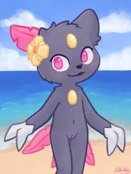 anthro claws coille digital_media_(artwork) female fur generation_2_pokemon genitals hi_res looking_at_viewer mammal nintendo nude pokémon_(species) pokemon pokemon_(species) pussy smile sneasel solo video_games