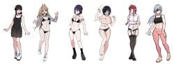 1girls 6+girls 6girls apron apron_only blonde_female blonde_hair bra braid chainsaw_man character_sheet choker cleavage condom_wrapper cute demon demon_girl demon_horns demon_tail female female_only fringe garter_straps green_eyes higashiyama_kobeni himeno_(chainsaw_man) long_hair makima_(chainsaw_man) mappa multiple_girls petite power_(chainsaw_man) purple_hair quanxi_(chainsaw_man) red_hair reze_(chainsaw_man) shirt_lift short_hair siri_(artist) siribang small_bra teenager tied_hair white_hair