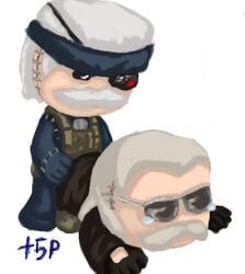 crossover human littlebigplanet male male_only metal_gear metal_gear_solid_4 multiple_males non-consensual plus5pencil rape revolver_ocelot sackboy solid_snake tearing_up yaoi