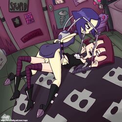 2girls female female_only gaz_membrane human invader_zim irken multiple_girls nickelodeon pinned rapps straight_hair tagme tak yuri