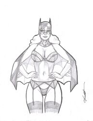 1girls barbara_gordon batgirl batman_(series) black_and_white bra chris_foulkes curvaceous curvy curvy_female curvy_figure dc dc_comics female female_only g-string garter_belt hourglass_figure light-skinned_female light_skin lingerie solo solo_female stockings tagme voluptuous voluptuous_female