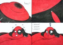 1girls 2021 animal_crossing anthro cherry_(animal_crossing) comic female full_body_inflation inflation lj_caffie nintendo sequence