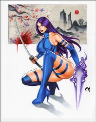 1girls betsy_braddock chris_foulkes curvaceous curvy curvy_female curvy_figure female female_only hourglass_figure light-skinned_female light_skin marvel marvel_comics psylocke purple_hair solo solo_female straight_hair tagme voluptuous voluptuous_female x-men