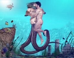 abs animal_humanoid ass black_hair body_hair cephalopod cephalopod_humanoid chest_hair deity duo erection fin fish frottage genitals grey_hair hair holding_partner human humanoid kissing lex-icon long_hair male male/male mammal marine marine_humanoid mollusk mollusk_humanoid muscular muscular_human muscular_humanoid muscular_male nipples nude octopus_humanoid pecs penis sex tentacle triton underwater underwater_sex water