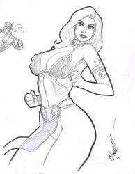 1girls black_and_white black_canary blonde_hair canon_couple chris_foulkes curvaceous curvy curvy_female curvy_figure dc dc_comics dinah_lance female female_only green_arrow green_arrow_(series) hourglass_figure light-skinned_female light_skin oliver_queen slave_leia_(cosplay) solo solo_female star_wars tagme voluptuous voluptuous_female