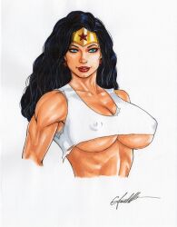 1girls amazon black_hair blue_eyes chris_foulkes curvaceous curvy curvy_body curvy_female curvy_figure dc dc_comics diana_prince female female_only heroine hourglass_figure light-skinned_female light_skin solo solo_female superhero superheroine tagme themysciran underboob voluptuous voluptuous_female wonder_woman wonder_woman_(series)