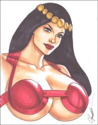 1girls barda_free big_barda big_breasts black_hair blue_eyes chris_foulkes curvaceous curvy curvy_female curvy_figure dc dc_comics female female_only goddess hourglass_figure large_breasts light-skinned_female light_skin mister_miracle_(series) new_gods red_lips red_lipstick solo solo_female the_new_gods voluptuous voluptuous_female