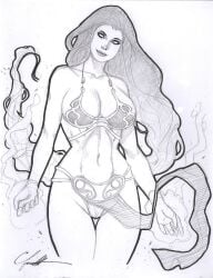 1girls black_and_white chris_foulkes curvaceous curvy curvy_female curvy_figure dc dc_comics female female_only hourglass_figure koriand'r light-skinned_female light_skin slave_leia_(cosplay) solo solo_female star_wars starfire starfire_(comics) tagme teen_titans voluptuous voluptuous_female