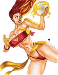 1girls bikini chris_foulkes curvaceous curvy curvy_female curvy_figure dark_phoenix earrings female female_only fully_clothed hourglass_figure jean_grey light-skinned_female light_skin marvel marvel_comics phoenix_(x-men) revealing_clothes sash solo solo_female straight_hair swimsuit tagme thong thong_bikini volleyball voluptuous voluptuous_female x-men